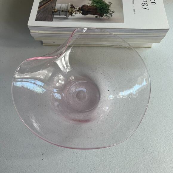 Villeroy And Boch Pink Depression Glass Trinket Dish Swirl/Teardrop Blown Glass - Picture 2 of 13